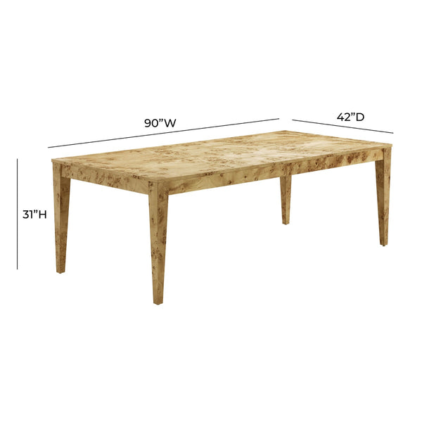 Brandyss Natural Burl 90" Rectangular Dining Table Model: TOV-D54287