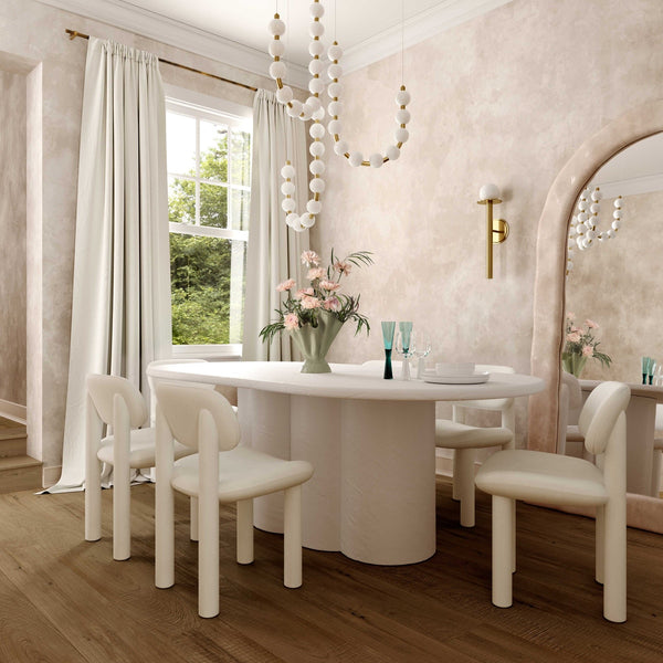 Elise Ivory White Performance Velvet Dining Chair Model: TOV-D54332