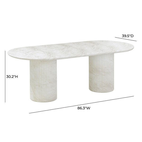 Brut White Marble Pattern Indoor/Outdoor Dining Table Model: TOV-D54408