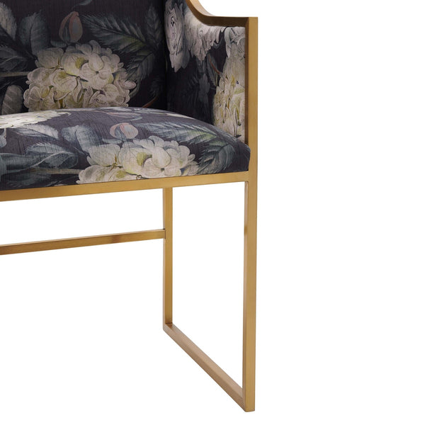 Atara Floral Velvet Gold Chair Model: TOV-D6349