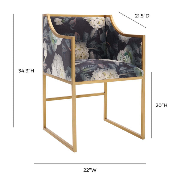 Atara Floral Velvet Gold Chair Model: TOV-D6349