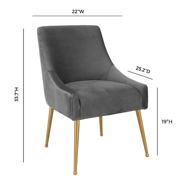 Beatrix Pleated Grey Velvet Side Chair Model: TOV-D6394