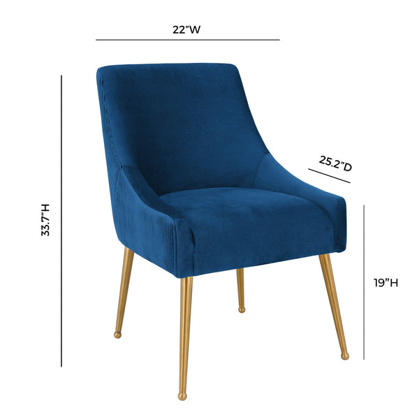 Beatrix Pleated Navy Velvet Side Chair Model: TOV-D6395