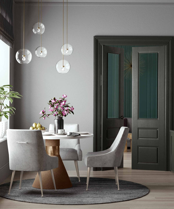 Beatrix Pleated Light Grey Velvet Side Chair - Silver Legs Model: TOV-D6398