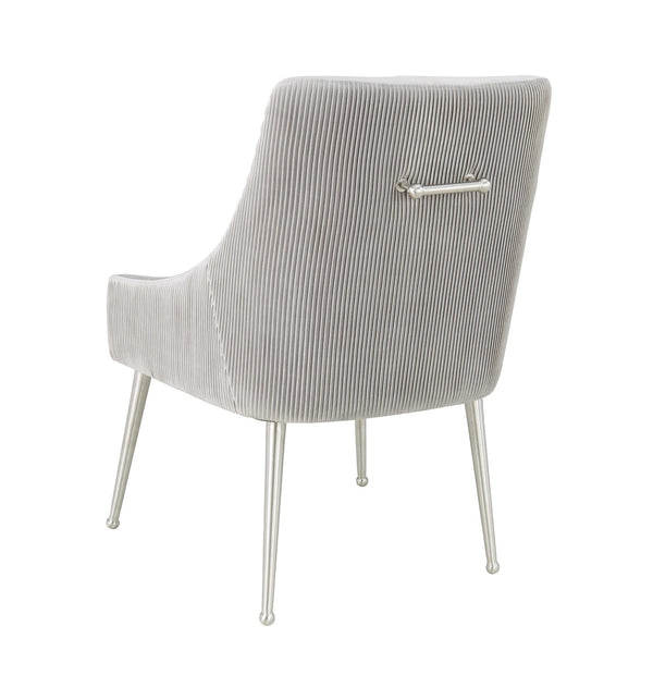 Beatrix Pleated Light Grey Velvet Side Chair - Silver Legs Model: TOV-D6398