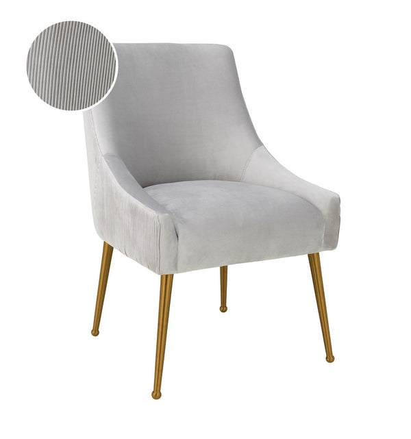 Beatrix Pleated Light Grey Velvet Side Chair Model: TOV-D6438