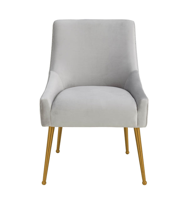 Beatrix Pleated Light Grey Velvet Side Chair Model: TOV-D6438