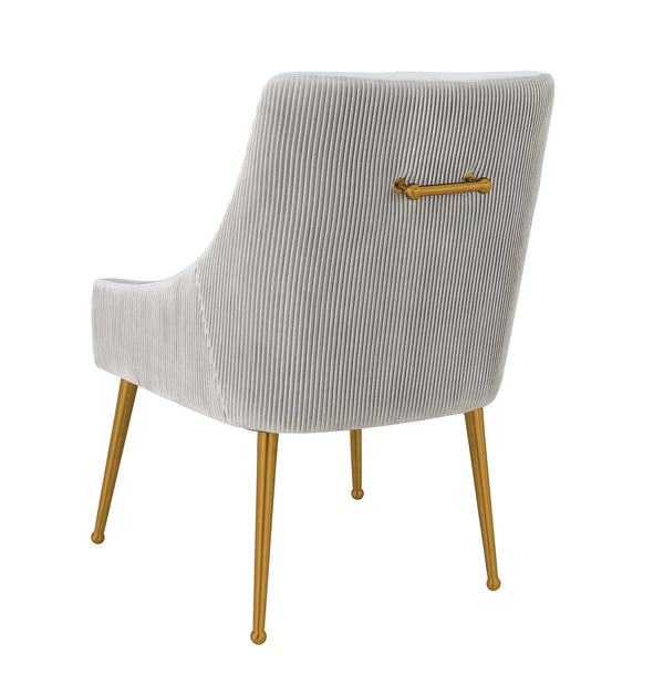 Beatrix Pleated Light Grey Velvet Side Chair Model: TOV-D6438
