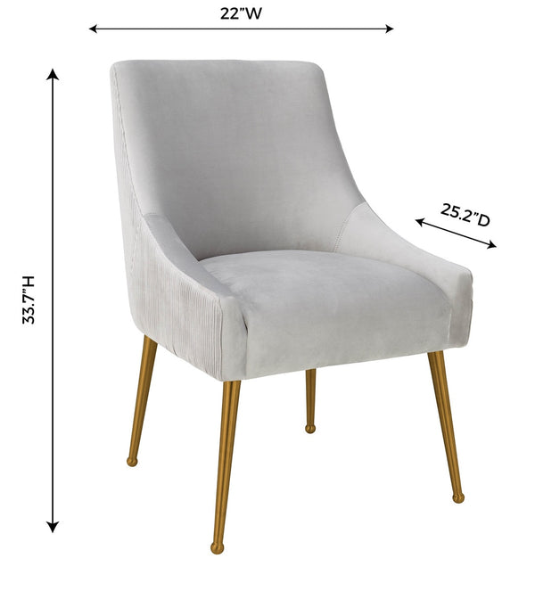 Beatrix Pleated Light Grey Velvet Side Chair Model: TOV-D6438