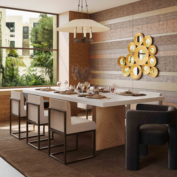 Madeline White Gloss and Natural Ash 92" Rectangular Dining Table Model: TOV-D68766