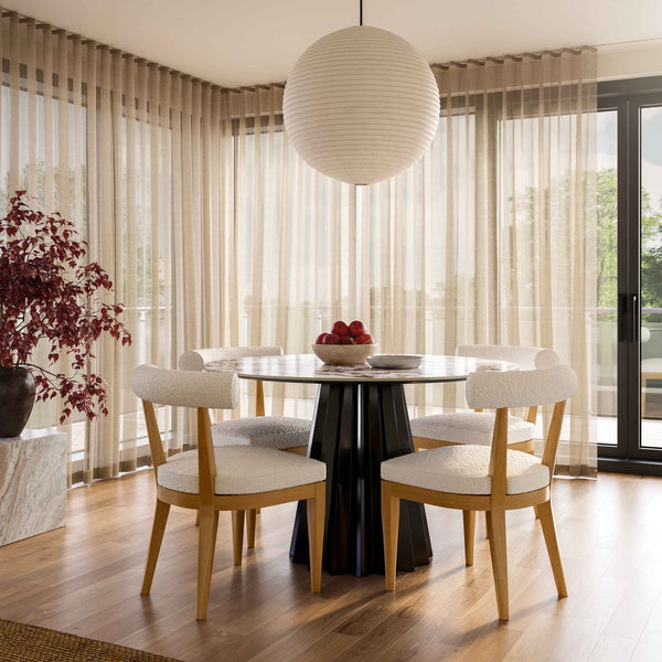 Palla Cream Performance Boucle Dining Chair Model: TOV-D68817