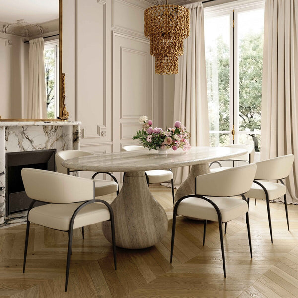 Tatum Cream Performance Vegan Leather Dining Chair Model: TOV-D69051