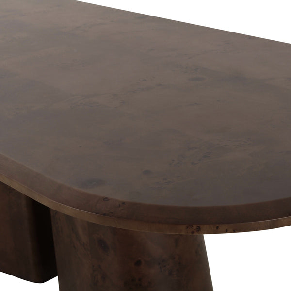 Gladyss Brown Burl Oval 87" Dining Table Model: TOV-D69081