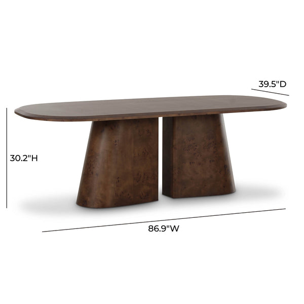 Gladyss Brown Burl Oval 87" Dining Table Model: TOV-D69081