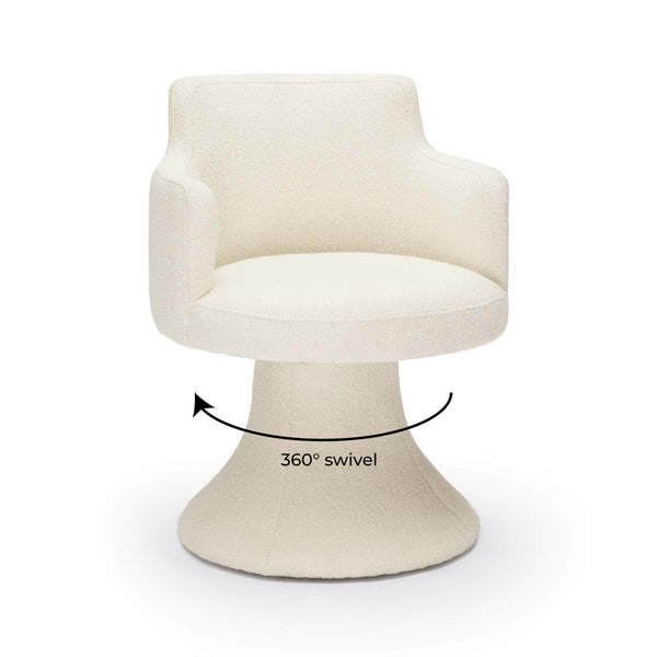 Jeffree Cream Performance Boucle Swivel Dining Chair Model: TOV-D69124