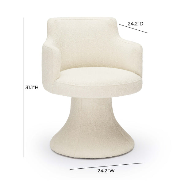 Jeffree Cream Performance Boucle Swivel Dining Chair Model: TOV-D69124