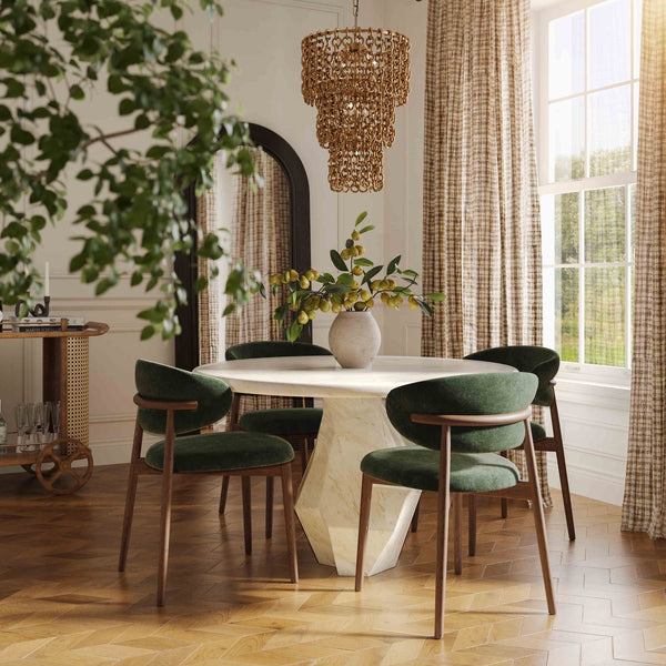 Zinea Forest Green Performance Textured Velvet Dining Chair Model: TOV-D69161
