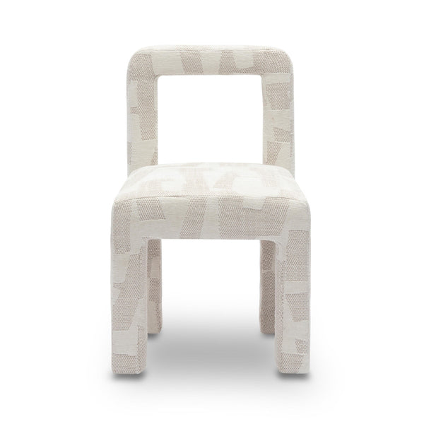 Hazel Cream Patterned Jacquard Dining Chair Model: TOV-D69221