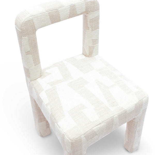 Hazel Cream Patterned Jacquard Dining Chair Model: TOV-D69221