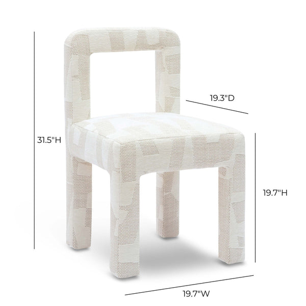 Hazel Cream Patterned Jacquard Dining Chair Model: TOV-D69221