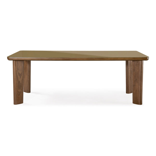 Oani Walnut and Glass 83" Rectangular Dining Table Model: TOV-D69236