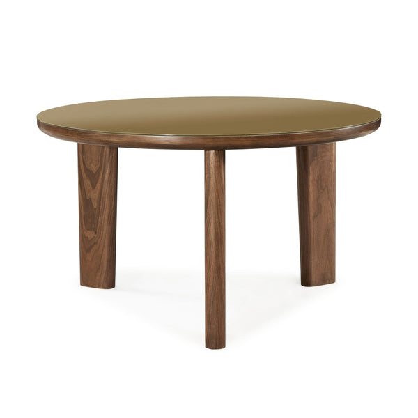 Oani Walnut and Glass 51" Round Dining Table Model: TOV-D69237