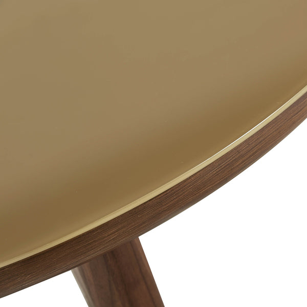 Oani Walnut and Glass 51" Round Dining Table Model: TOV-D69237