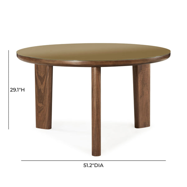 Oani Walnut and Glass 51" Round Dining Table Model: TOV-D69237