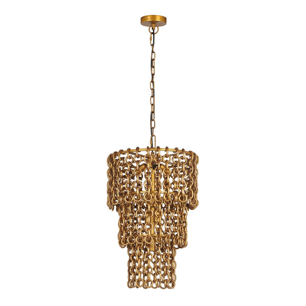 Nirsa Brass Chain Link 3-Tier Chandelier Model: TOV-G18452