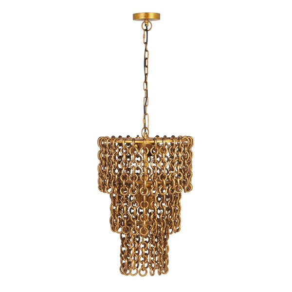 Nirsa Brass Chain Link 3-Tier Chandelier Model: TOV-G18452
