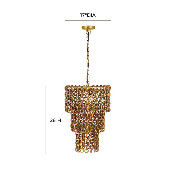Nirsa Brass Chain Link 3-Tier Chandelier Model: TOV-G18452