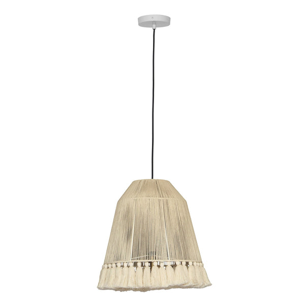 Helen Large White Cotton Tasseled Pendant Lamp Model: TOV-G18455