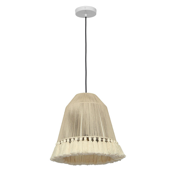 Helen Large White Cotton Tasseled Pendant Lamp Model: TOV-G18455