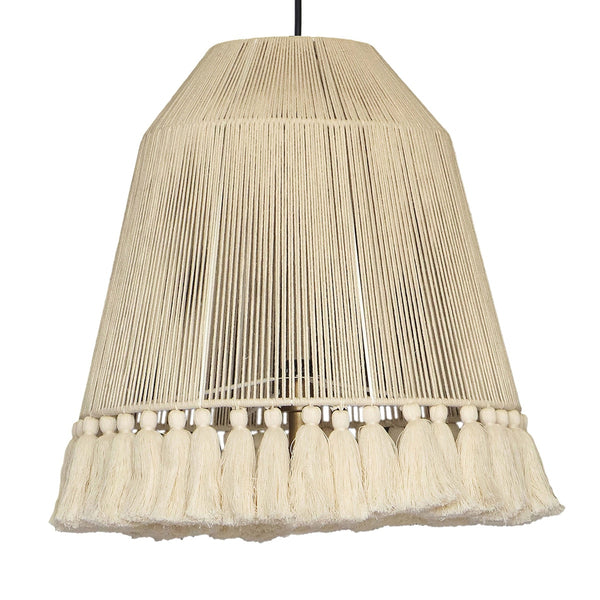 Helen Large White Cotton Tasseled Pendant Lamp Model: TOV-G18455