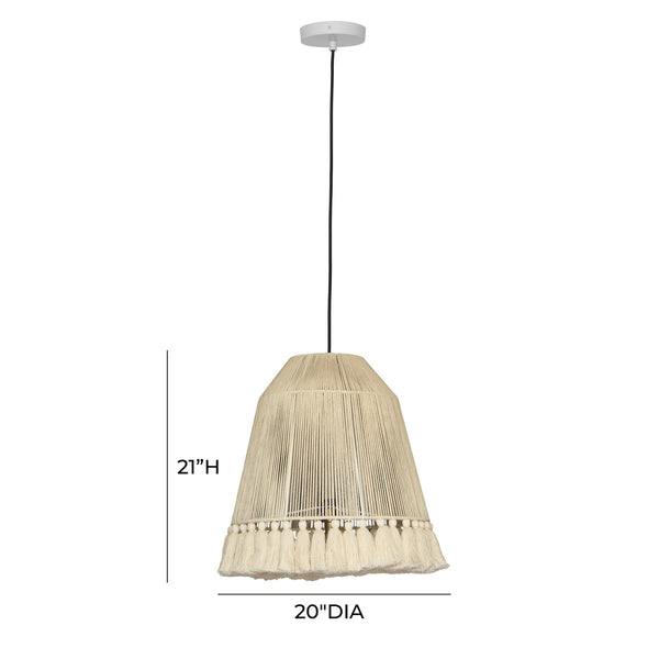 Helen Large White Cotton Tasseled Pendant Lamp Model: TOV-G18455