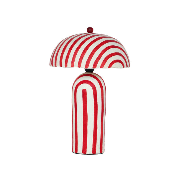 Maiori Red Striped Papier Mache Table Lamp Model: TOV-G18571