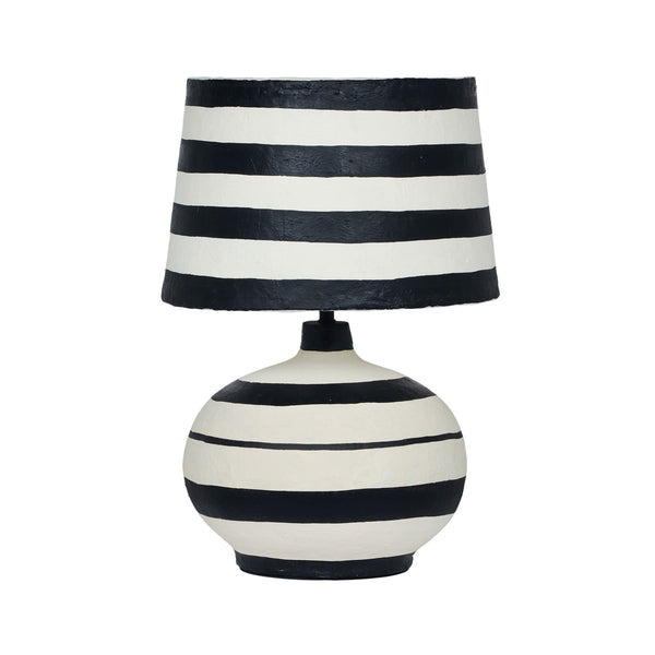 Positano Black Striped Papier Mache Table Lamp Model: TOV-G18572