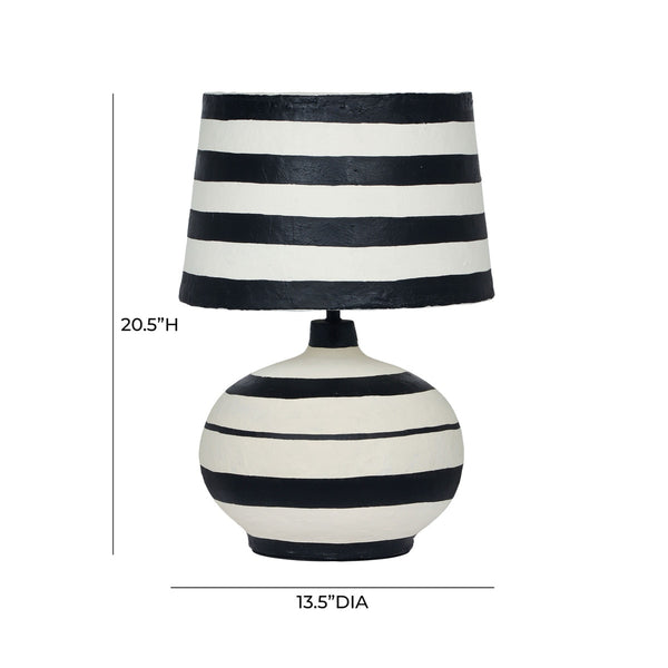 Positano Black Striped Papier Mache Table Lamp Model: TOV-G18572