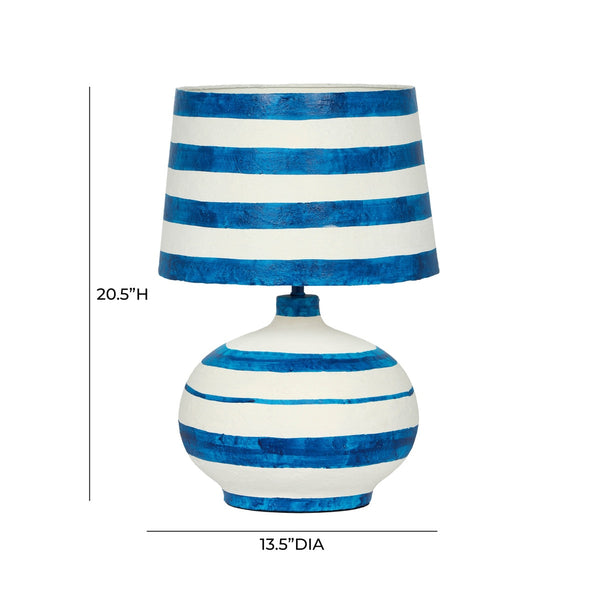 Positano Blue Striped Papier Mache Table Lamp Model: TOV-G18573