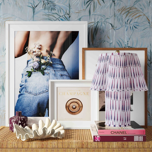 Corrine Purple and White Streaked Cotton Table Lamp Model: TOV-G18628