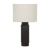 Grava Cream Boucle & Black Hand-Carved Wood Table Lamp Model: TOV-G18637