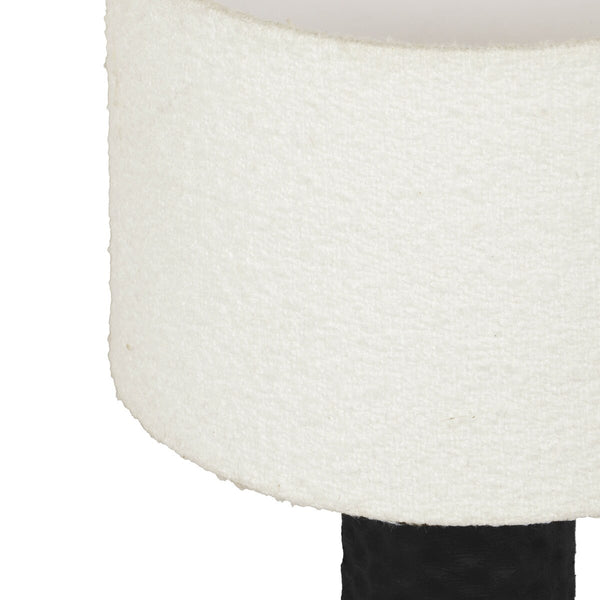 Grava Cream Boucle & Black Hand-Carved Wood Table Lamp Model: TOV-G18637