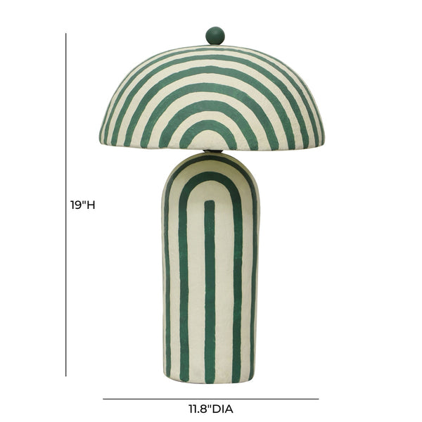 Maiori Dark Green Striped Papier Mache Table Lamp Model: TOV-G18685