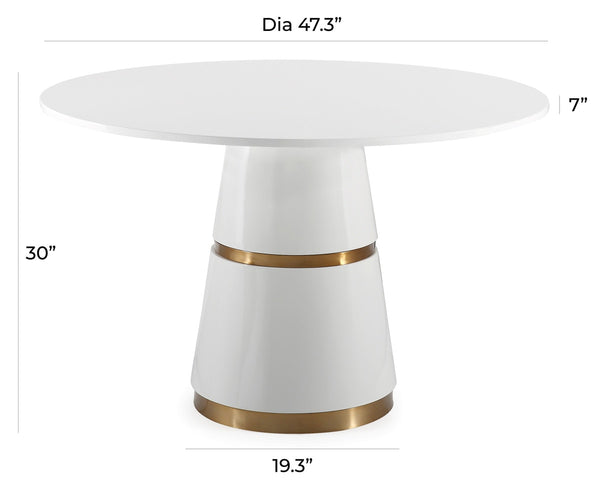 Rosa White Lacquer 47" Round Dining Table Model: TOV-GT5505