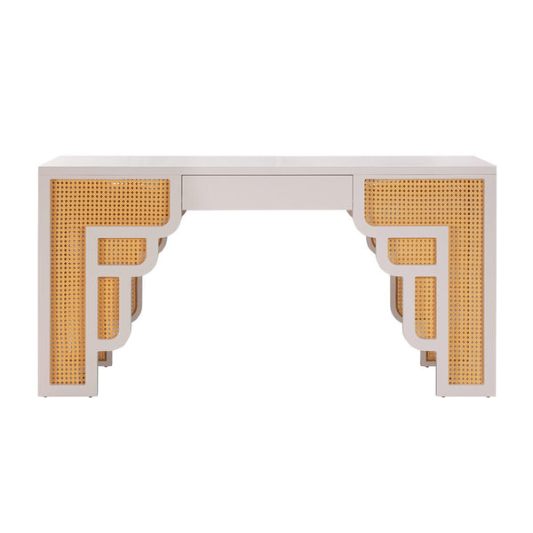 Suzie Cream & Rattan Executive Desk Model: TOV-H44180