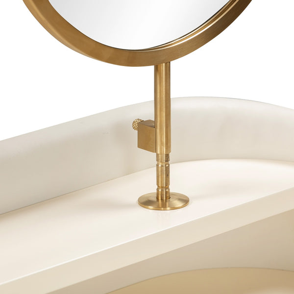 Penelope Cream Vegan Leather Wrapped Vanity Desk Model: TOV-H54270