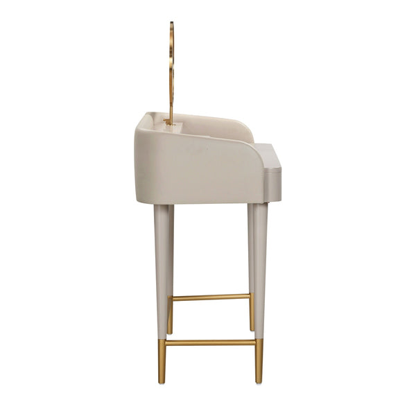 Penelope Taupe Vegan Leather Wrapped Vanity Desk Model: TOV-H54271