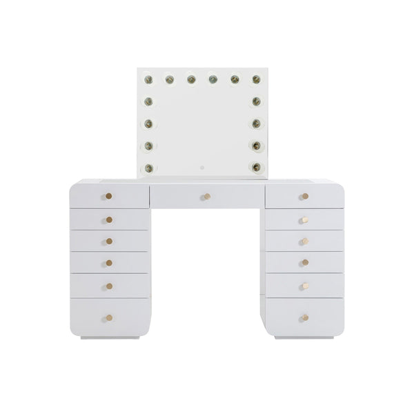 Hollywood White Desk with Vanity Mirror Model: TOV-H54352