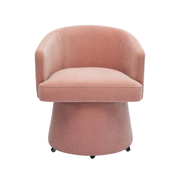 Kristen Pink Upcycled Chenille Rolling Desk Chair Model: TOV-H68927