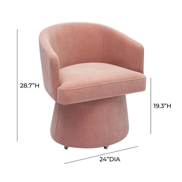 Kristen Pink Upcycled Chenille Rolling Desk Chair Model: TOV-H68927